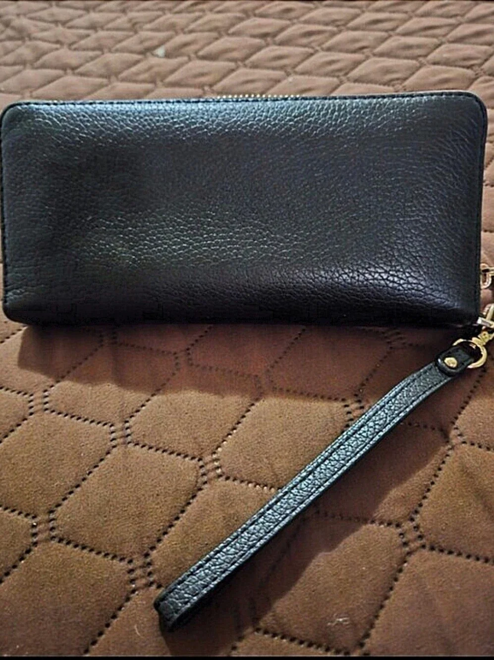 Michael Kors Large Black Leather Jet Set Travel Continental Wristlet Wallet